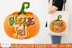 Happy Fall with a pumpkin illustration for sublimation 