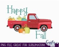 Happy Fall SVG Vintage Truck Sublimation Product Image 2