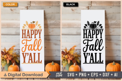 Happy Fall Y&#039;All SVG File | Fall Porch Sign | Fall Sign Product Image 1