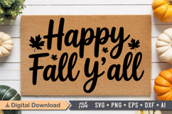 Happy Fall Y&#039;all SVG | Fall Doormat SVG | Autumn Doormat SVG Product Image 1