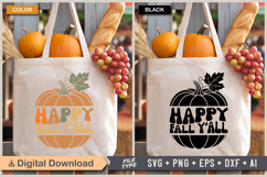 Happy Fall Y&#039;all SVG File | Fall Retro SVG Product Image 2
