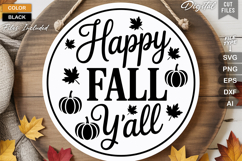 Happy Fall Y&#039;all SVG File | Fall Round Sign SVG Product Image 2