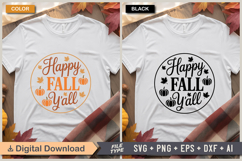 Happy Fall Y&#039;all SVG File | Fall Round Sign SVG Product Image 3