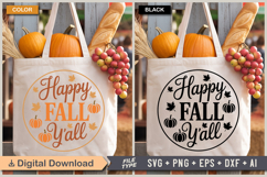 Happy Fall Y&#039;all SVG File | Fall Round Sign SVG Product Image 4