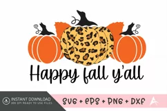 Happy fall y'all SVG, Harvest Season SVG, Autumn Floral SVG Product Image 1