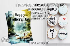 Happy Father's Day Card, Watercolor Fly Fishing Card, d1 Product Image 1