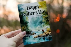 Happy Father's Day Card, Watercolor Fly Fishing Card, d1 Product Image 3