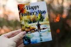 Happy Father's Day Card, Watercolor Fly Fishing Card, d2 Product Image 3