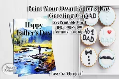 Happy Father's Day Card, Watercolor Fly Fishing Card, d5 Product Image 1