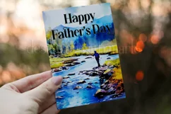 Happy Father's Day Card, Watercolor Fly Fishing Card, d5 Product Image 3