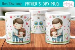 Happy Father's day mug wrap PNG | Cute dad and daughter mug Product Image 1