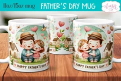 Happy Father's day mug wrap PNG | Cute dad and daughter mug Product Image 1