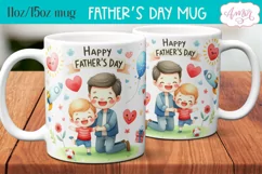 Happy Father's day mug wrap PNG | Cute dad and son mug Product Image 1