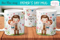 Happy Father's day mug wrap PNG | Cute dad and son mug png Product Image 1