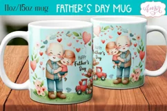 Happy Father's day mug wrap PNG | Grandfather grandson mug Product Image 1