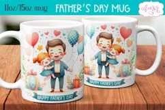 Happy Father's day mug wrap PNG | Cute dad and daughter mug Product Image 1