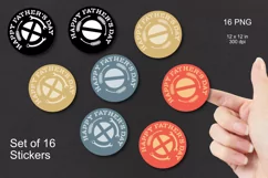 Happy Father's Day Screw Heads Stickers Set of 16 PNG files