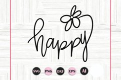 Happy SVG File, Happy Text SVG, Happy Silhouette, Happy PNG Product Image 1