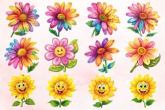 Watercolor Happy Flower Clipart Bundle Product Image 2