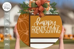 Happy Friendsgiving SVG Fall Door Hanger svg Thanksgiving Product Image 1