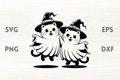 Happy Ghost witch Kittens SVG Product Image 1