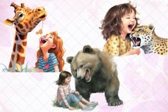 Happy Girl with Animals Watercolor Sublimation Product Image 3