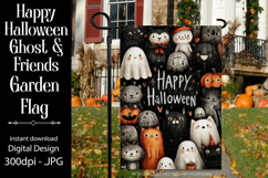 Halloween Garden Flag, Happy Halloween Ghost Friends Flag 2 Product Image 1