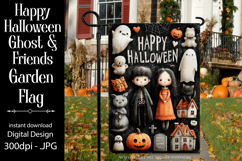 Halloween Garden Flag, Happy Halloween Ghost Friends Flag 3 Product Image 1