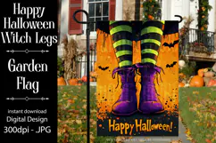 Happy Halloween Garden Flag, Witch Legs Garden Flag d1 Product Image 1
