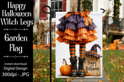 Happy Halloween Garden Flag, Witch Legs Garden Flag d8 Product Image 1
