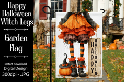 Happy Halloween Garden Flag, Witch Legs Garden Flag d9 Product Image 1