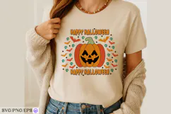 Retro Happy Halloween SVG PNG T-shirt Design Product Image 3