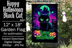 Halloween Garden Flag, Happy Halloween Black Cat Sublimation Product Image 1