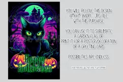 Halloween Garden Flag, Happy Halloween Black Cat Sublimation Product Image 2