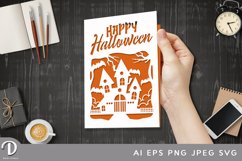 Happy Halloween Card Paper Cut SVG Cut File Product Image 1