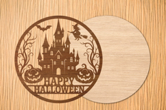 Happy Halloween Castle Laser Cut SVG,Round Wooden Product Image 2