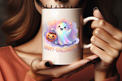 halloween happy ghost pumpkin png, halloween ghost clipart cute, kawaii pumpkin ghost design, halloween smiling ghost artwork, halloween ghost with pumpkin png, spooky cute halloween ghost, halloween family friendly clipart, halloween printable ghost pump