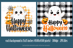 Halloween Backgrounds, Halloween Cute Ghost Plaid Background Product Image 2