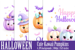Happy Halloween Backgrounds, Cute Halloween Kawaii Pumpkins Product Image 1