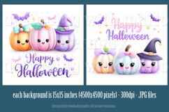 Happy Halloween Backgrounds, Cute Halloween Kawaii Pumpkins Product Image 3