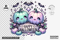 Happy Halloween Cute Pumpkin Clipart PNG Sublimation Design Product Image 1