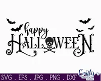 Happy Halloween Bats Halloween Farmhouse Sign Svg Product Image 2