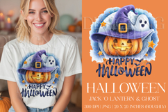Happy Halloween Graphic, Halloween PNG, Pumpkin and Ghost, 1 Product Image 1