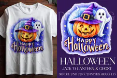 Happy Halloween Graphic, Halloween PNG, Pumpkin and Ghost, 2 Product Image 1