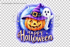 Happy Halloween Graphic, Halloween PNG, Pumpkin and Ghost, 2 Product Image 2
