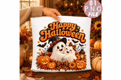 Happy Halloween Ghost Pumpkin Sublimation Png Product Image 1
