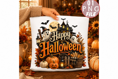 Happy Halloween Ghost Pumpkin Sublimation Png Product Image 1