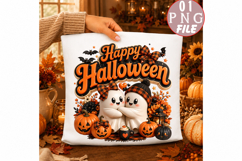 Happy Halloween Ghost Pumpkin Sublimation Png Product Image 1