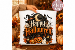 Happy Halloween Ghost Pumpkin Sublimation Png Product Image 1