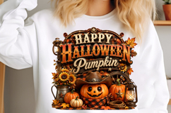 Happy Halloween Ghost Pumpkin Sublimation Png Product Image 3